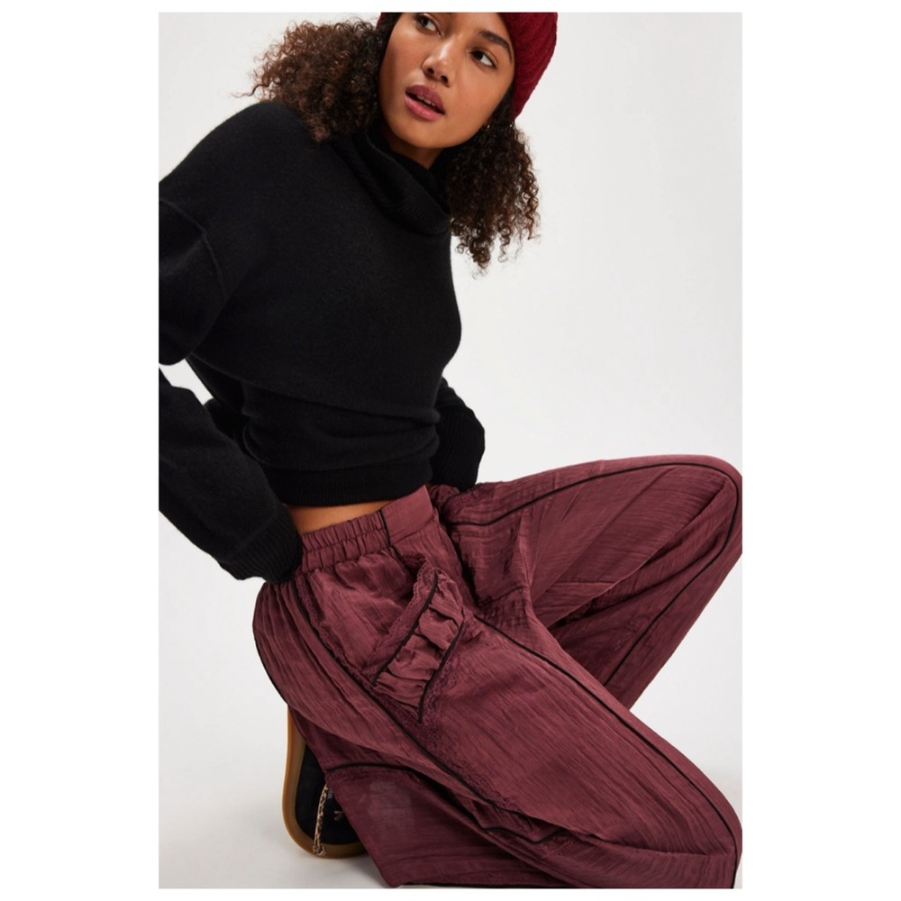 🚩NwT’s-$100 FREE PEOPLE Pretty Please Pants L Soft/Relaxed Pull-On High-Rise - Picture 6 of 10